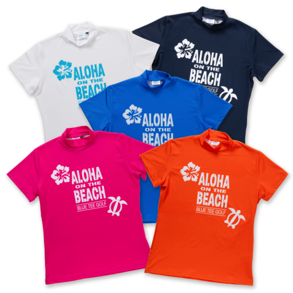 レディース Aloha on the Beach 半袖モックネックシャツ【AWT004】